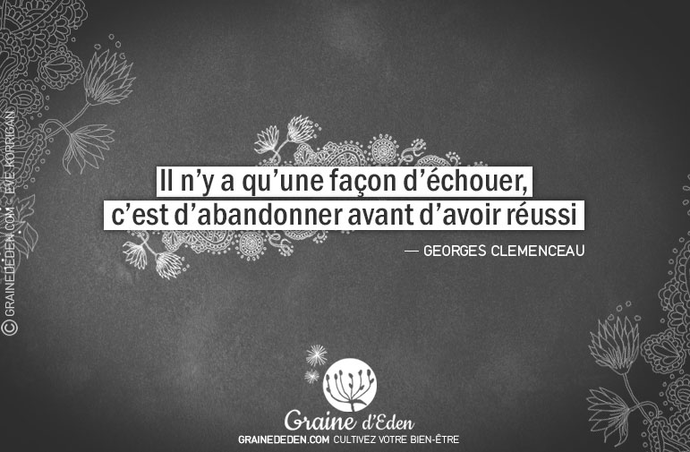 Il n'y a qu'une façon d'échouer, c'est d'abandonner avant d'avoir réussi.