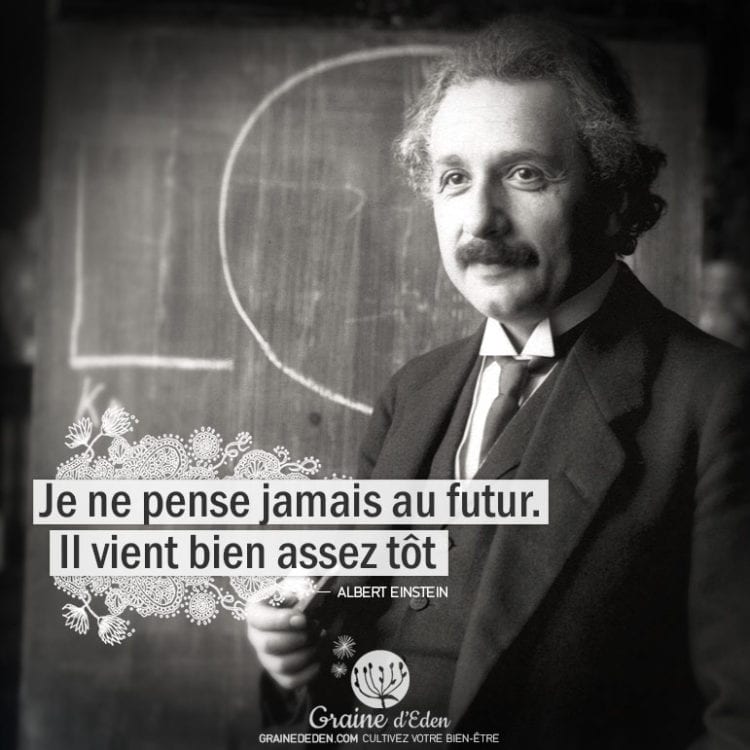 Graine d'Eden citation : Albert Einstein Je ne pense pas au futur. Il vient bien assez tôt.