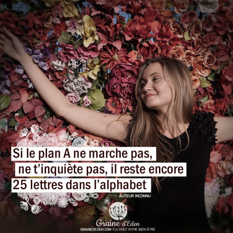 Si le plan A ne marche pas, ne t'inquiète pas, il reste encore 25 lettres dans l'alphabet. AUTEUR INCONNU - Graine d'Eden citation