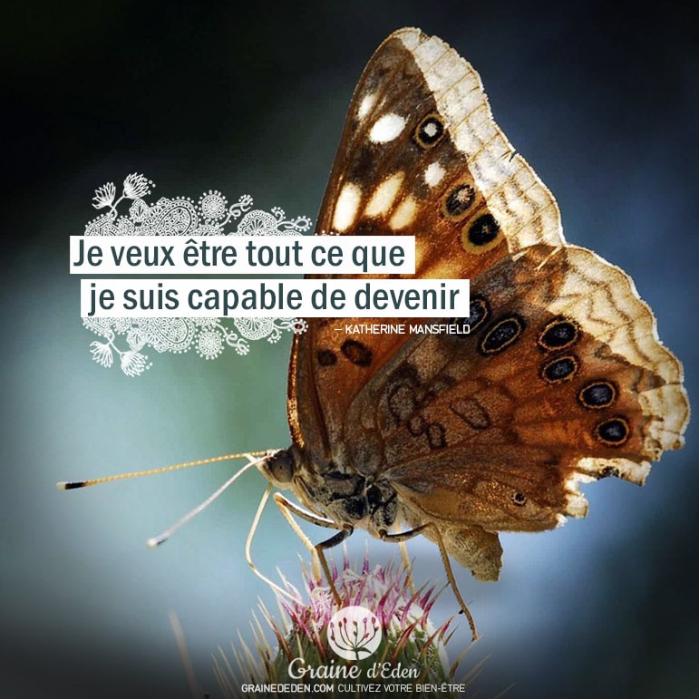 Je veux être tout ce que je suis capable de devenir. KATHERINE MANSFIELD - Graine d'Eden citation