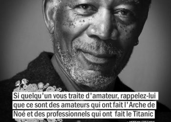 Si quelqu'un vous traite d'amateur, rappelez-lui que ce sont des amateurs qui ont fait l'Arche de Noé et des professionnels qui ont fait le Titanic. MORGAN FREEMAN - Graine d'Eden Citations