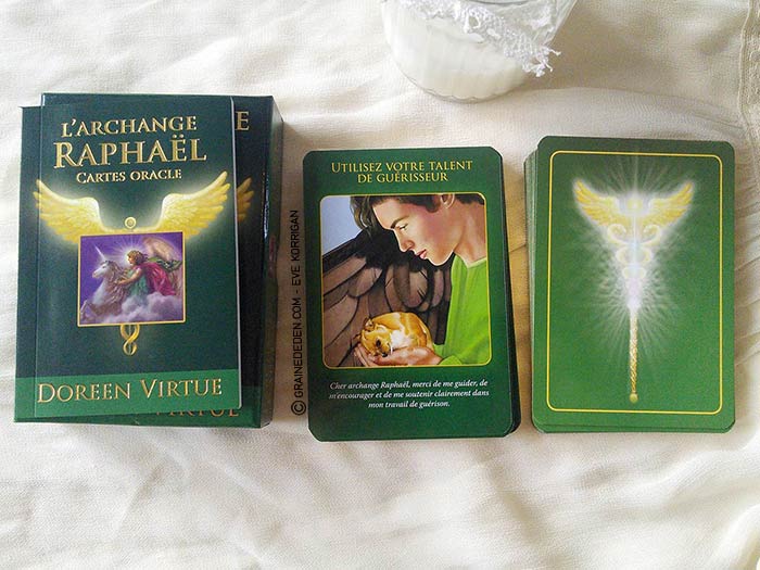 Cartes Oracle L'Archange Raphael de Doreen Virtue - Présentation de jeu, review - Graine d'Eden Bibliothèque de cartes Oracles et Tarots divinatoires