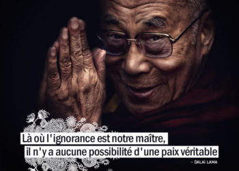 Là où l'ignorance est notre maître, il n'y a aucune possibilité d'une paix véritable. LE DALAI LAMA - Graine d'Eden Citation