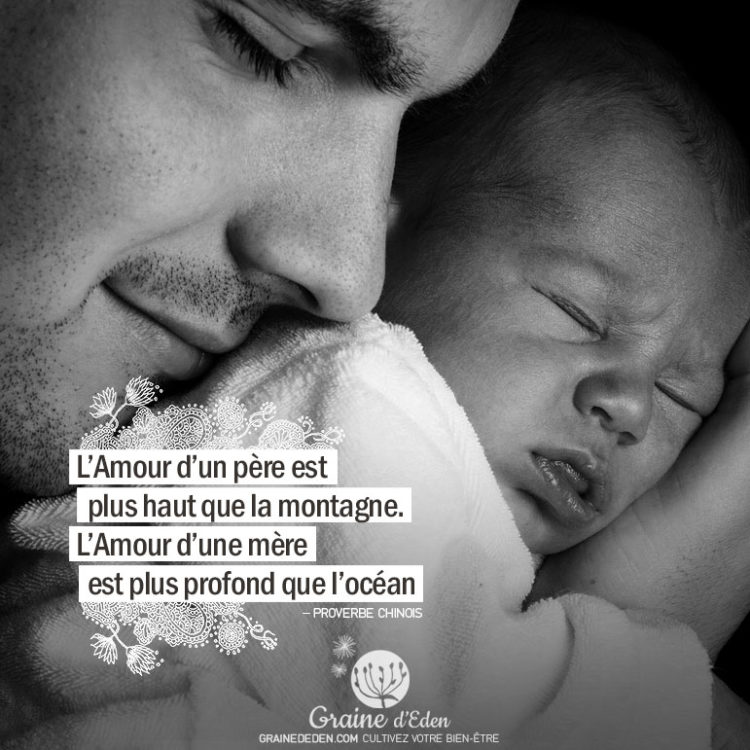 L'Amour d'un père est plus haut que la montagne. L'Amour d'une mère est plus grand que l'océan. PROVERBE CHINOIS - Graine d'Eden Citation