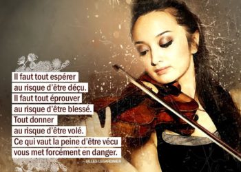 Il faut tout espérer au risque d'être déçu. Il faut tout éprouver au risque d'être blessé. Tout donner au risque d'être volé. Ce qui vaut la peine d'être vécu vous met forcément en danger. GILLES LEGARDINIER - Graine d'Eden Citation