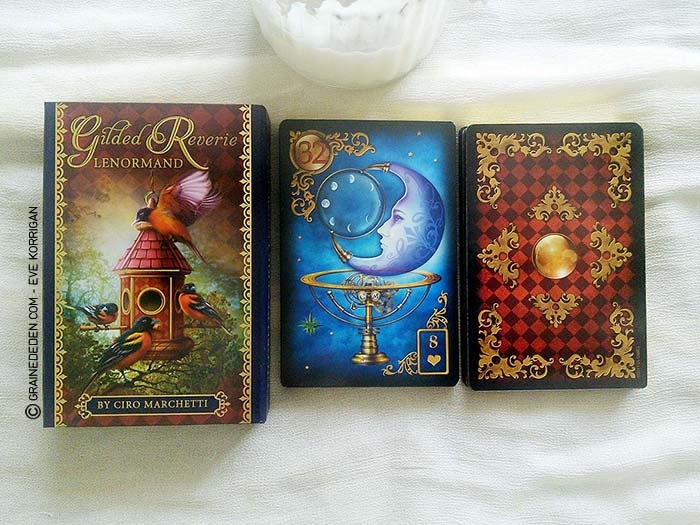 Gilded Reverie Lenormand de Ciro Marchetti - Graine d'Eden Développement personnel, spiritualité, tarots et oracles divinatoires, Bibliothèques des Oracles, avis, présentation, review