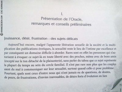 L'Oracle d'Eros de Géraldine Bindi et SirBlondin - Graine d'Eden Développement personnel, spiritualité, tarots et oracles divinatoires, Bibliothèques des Oracles, avis, présentation, review