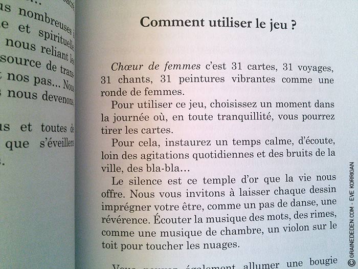 Choeur de Femmes de Yaël Catherinet et Céline Cailleux - Graine d'Eden Développement personnel, spiritualité, tarots et oracles divinatoires, Bibliothèques des Oracles, avis, présentation, review