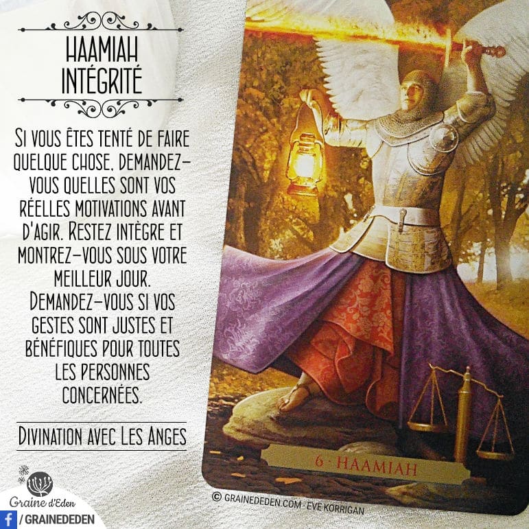 Cartes Oracle Divination avec les Anges - Carte Intégrité - Haamiah - Graine d'Eden Développement personnel, spiritualité, tarots et oracles divinatoires, Bibliothèques des Oracles, avis, présentation, review