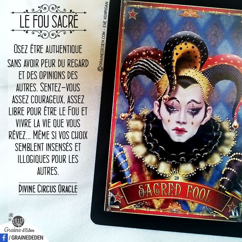 Divine Circus Oracle Cards - Carte Le Fou Sacré - Graine d'Eden Développement personnel, spiritualité, tarots et oracles divinatoires, Bibliothèques des Oracles, avis, présentation, review