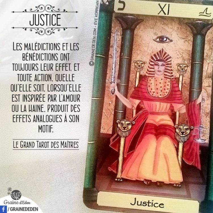 Le Grand Tarot des Maîtres - Carte La Justice - Graine d'Eden Développement personnel, spiritualité, tarots et oracles divinatoires, Bibliothèques des Oracles, avis, présentation, review