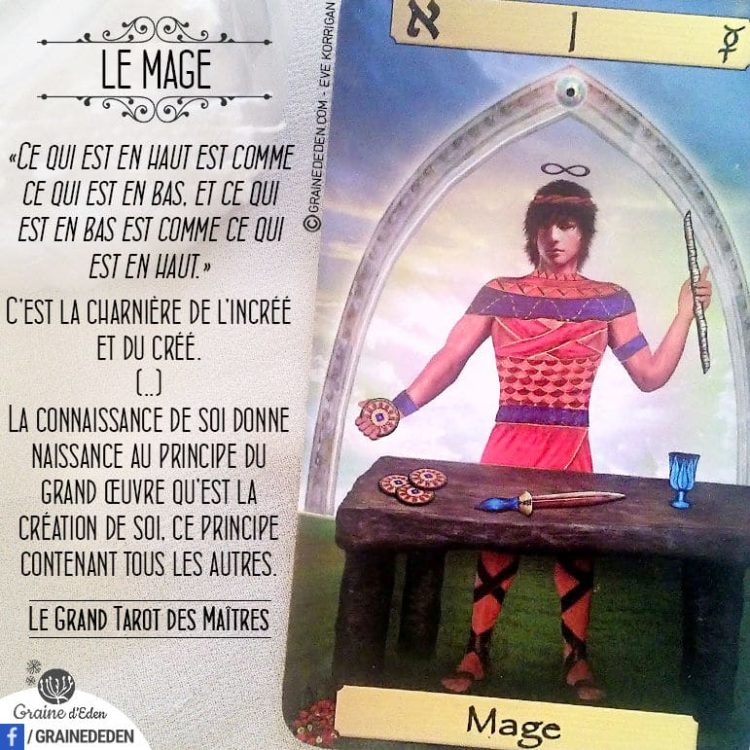 Le Grand Tarot des Maîtres - Carte Le Mage - Graine d'Eden Développement personnel, spiritualité, tarots et oracles divinatoires, Bibliothèques des Oracles, avis, présentation, review