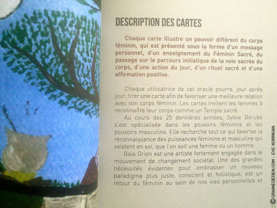 Les cartes Oracle La Voie Sacrée du Corps de Sylvie Bérubé - Graine d'Eden Développement personnel, spiritualité, tarots et oracles divinatoires, Bibliothèques des Oracles, avis, présentation, review