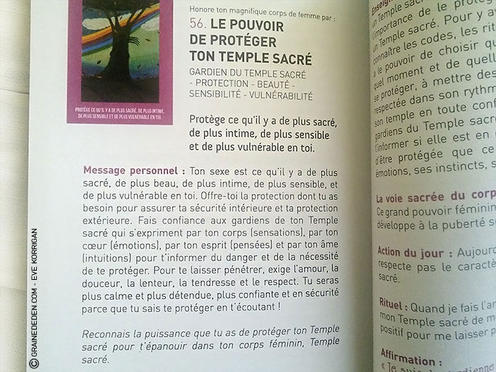 Les cartes Oracle La Voie Sacrée du Corps de Sylvie Bérubé - Graine d'Eden Développement personnel, spiritualité, tarots et oracles divinatoires, Bibliothèques des Oracles, avis, présentation, review