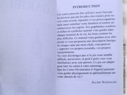 Cartes divinatoires d'Algariel de Alcide Nathanaël - Découvrez cet Oracle. Graine d'Eden - Fiche de La bibliothèque des Oracles. Présentation et images. Graine d'Eden Développement personnel, spiritualité, tarots et oracles divinatoires, Bibliothèques des Oracles, avis, présentation, review , revue