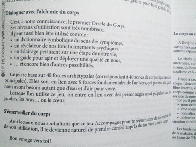 Les Cartes du corps de Nicolas et Anne-Ena Bernard - Graine d'Eden Développement personnel, spiritualité, tarots et oracles divinatoires, Bibliothèques des Oracles, avis, présentation, review , revue