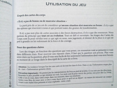 Les Cartes du corps de Nicolas et Anne-Ena Bernard - Graine d'Eden Développement personnel, spiritualité, tarots et oracles divinatoires, Bibliothèques des Oracles, avis, présentation, review , revue