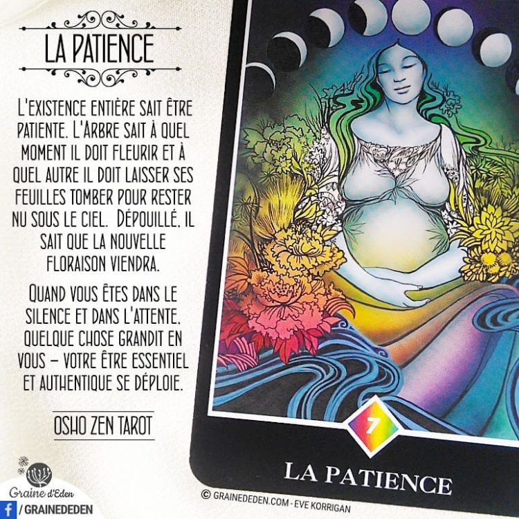 Tarot Osho Zen - carte La Patience - Graine d'Eden Développement personnel, spiritualité, tarots et oracles divinatoires, Bibliothèques des Oracles, avis, présentation, review