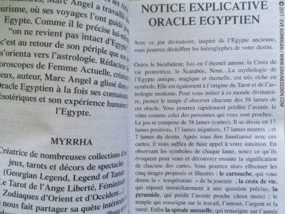 Oracle Egyptien de Marc Angel et Myrrha - Graine d'Eden Développement personnel, spiritualité, tarots et oracles divinatoires, Bibliothèques des Oracles, avis, présentation, review , revue