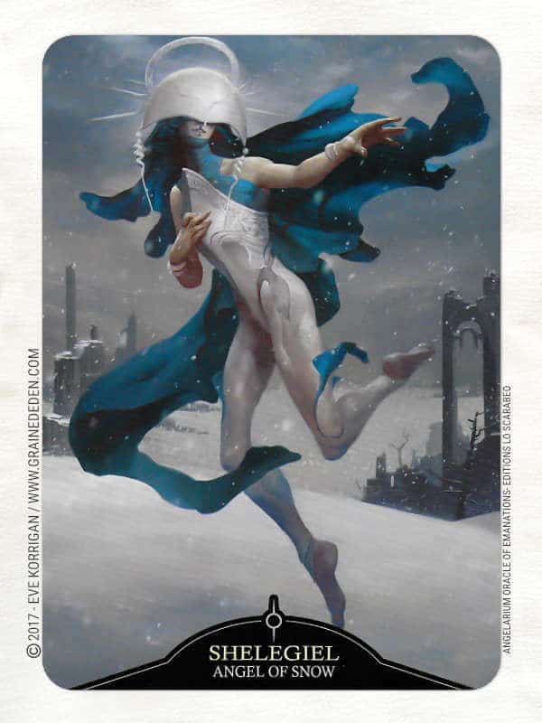 Angelarium Oracle of Emanations de Eli Minaya et Peter Mohrbacher - Graine d'Eden Développement personnel, spiritualité, tarots et oracles divinatoires, Bibliothèques des Oracles, avis, présentation, review , revue