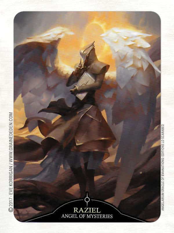 Angelarium Oracle of Emanations de Eli Minaya et Peter Mohrbacher - Graine d'Eden Développement personnel, spiritualité, tarots et oracles divinatoires, Bibliothèques des Oracles, avis, présentation, review , revue