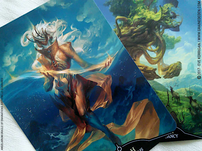 Angelarium Oracle of Emanations de Eli Minaya et Peter Mohrbacher - Graine d'Eden Développement personnel, spiritualité, tarots et oracles divinatoires, Bibliothèques des Oracles, avis, présentation, review , revue