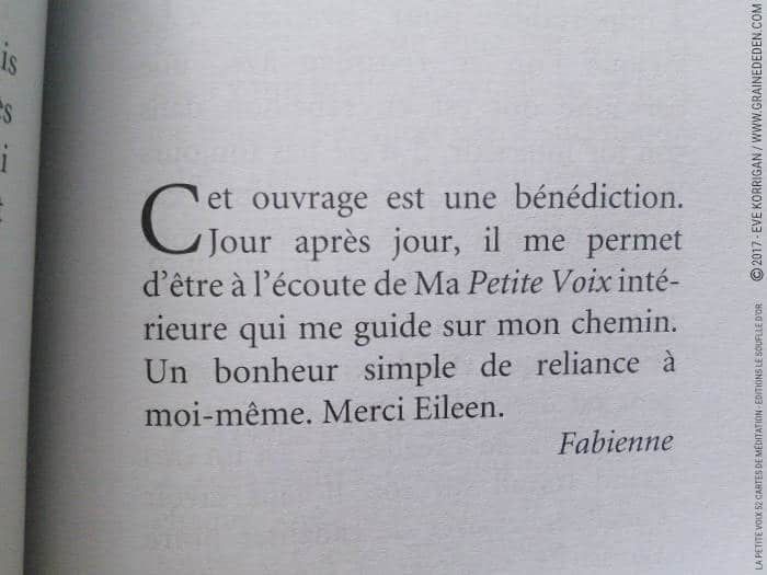 Les cartes La Petite Voix de Eileen Caddy - Graine d'Eden Développement personnel, spiritualité, tarots et oracles divinatoires, Bibliothèques des Oracles, avis, présentation, review , revue