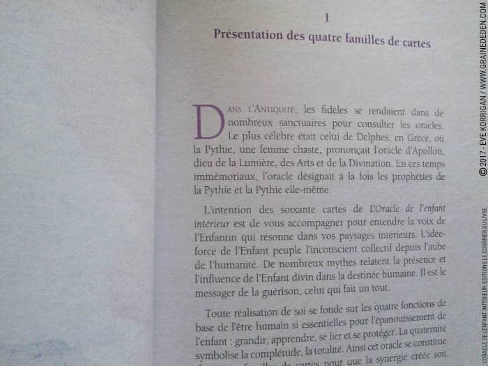 L'Oracle de l'Enfant intérieur de Marie-France et Emmanuel Ballet de Coquereaumont - Graine d'Eden Développement personnel, spiritualité, tarots et oracles divinatoires, Bibliothèques des Oracles, avis, présentation, review , revue