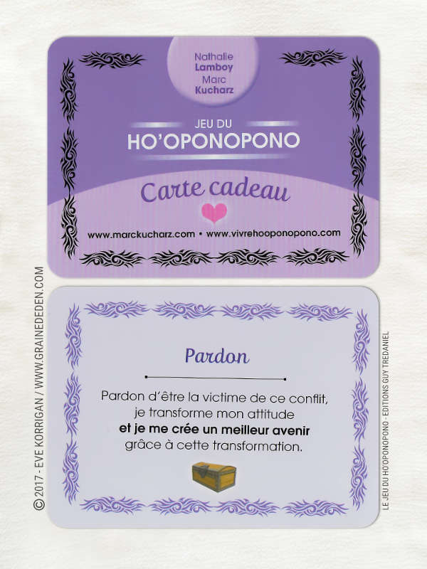 Le Jeu du Ho'oponopono de Nathalie Lamboy et Marc Kucharz - Graine d'Eden Développement personnel, spiritualité, tarots et oracles divinatoires, Bibliothèques des Oracles, avis, présentation, review , revue