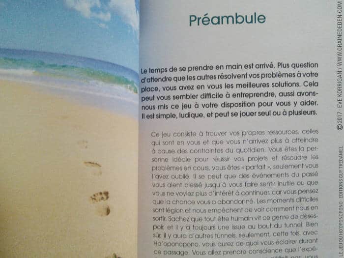 Le Jeu du Ho'oponopono de Nathalie Lamboy et Marc Kucharz - Graine d'Eden Développement personnel, spiritualité, tarots et oracles divinatoires, Bibliothèques des Oracles, avis, présentation, review , revue