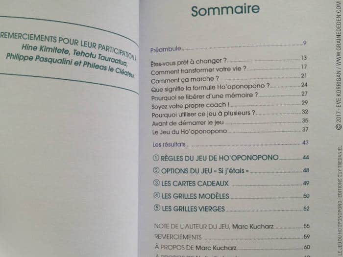 Le Jeu du Ho'oponopono de Nathalie Lamboy et Marc Kucharz - Graine d'Eden Développement personnel, spiritualité, tarots et oracles divinatoires, Bibliothèques des Oracles, avis, présentation, review , revue