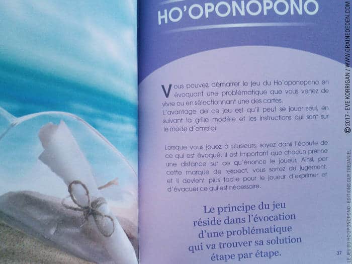 Le Jeu du Ho'oponopono de Nathalie Lamboy et Marc Kucharz - Graine d'Eden Développement personnel, spiritualité, tarots et oracles divinatoires, Bibliothèques des Oracles, avis, présentation, review , revue