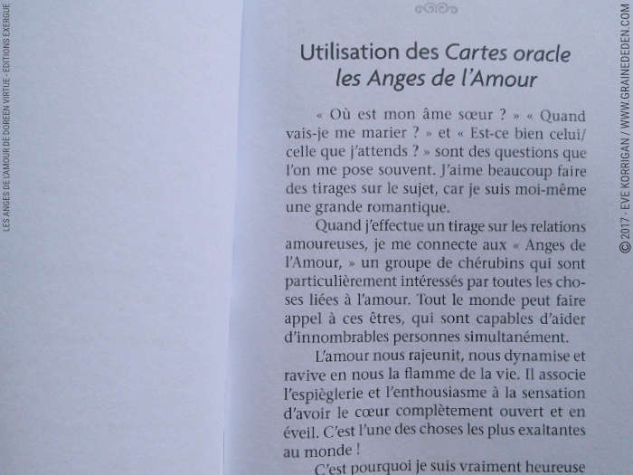 Les Anges de l'Amour Cartes Oracle de Doreen Virtue - Graine d'Eden Développement personnel, spiritualité, tarots et oracles divinatoires, Bibliothèques des Oracles, avis, présentation, review , revue