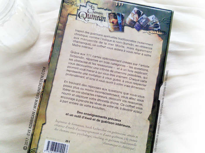 Les chemins de Qumran Cartes d'Auto-guérison et d'introspection de Sarah Lechevalier Sirblondin et Géraldine Bindi - Graine d'Eden Développement personnel, spiritualité, tarots et oracles divinatoires, Bibliothèques des Oracles, avis, présentation, review , revue