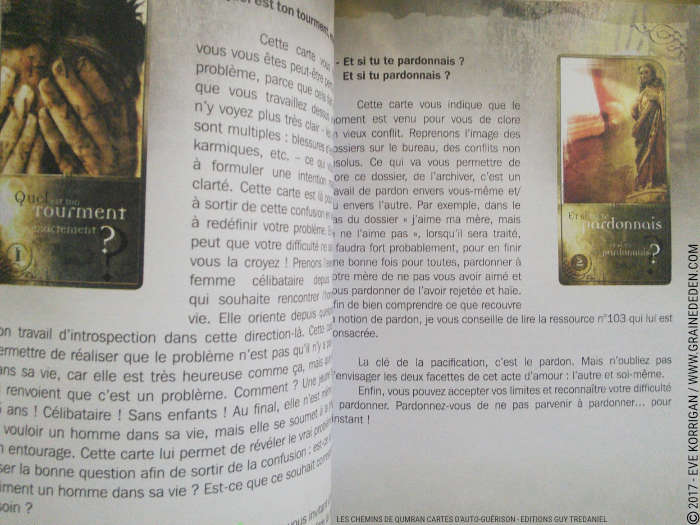 Les chemins de Qumran Cartes d'Auto-guérison et d'introspection de Sarah Lechevalier Sirblondin et Géraldine Bindi - Graine d'Eden Développement personnel, spiritualité, tarots et oracles divinatoires, Bibliothèques des Oracles, avis, présentation, review , revue