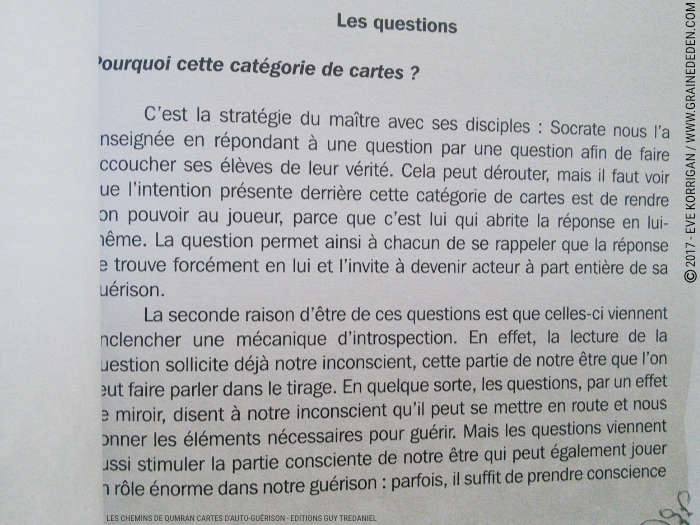 Les chemins de Qumran Cartes d'Auto-guérison et d'introspection de Sarah Lechevalier Sirblondin et Géraldine Bindi - Graine d'Eden Développement personnel, spiritualité, tarots et oracles divinatoires, Bibliothèques des Oracles, avis, présentation, review , revue