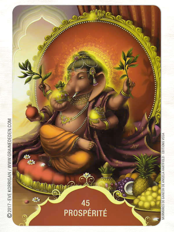 Murmures de Ganesh Cartes Oracle de Angela Hartfield - Graine d'Eden Développement personnel, spiritualité, tarots et oracles divinatoires, Bibliothèques des Oracles, avis, présentation, review , revue