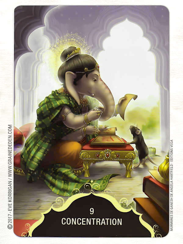 Murmures de Ganesh Cartes Oracle de Angela Hartfield - Graine d'Eden Développement personnel, spiritualité, tarots et oracles divinatoires, Bibliothèques des Oracles, avis, présentation, review , revue