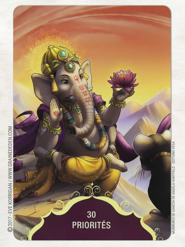 Murmures de Ganesh Cartes Oracle de Angela Hartfield - Graine d'Eden Développement personnel, spiritualité, tarots et oracles divinatoires, Bibliothèques des Oracles, avis, présentation, review , revue