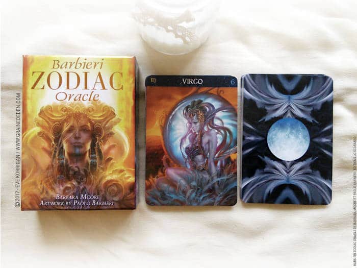 Barbieri Zodiac Oracle de Barbara Moore et Paolo Barbieri - Graine d'Eden Développement personnel, spiritualité, tarots et oracles divinatoires, Bibliothèques des Oracles, avis, présentation, review , revue