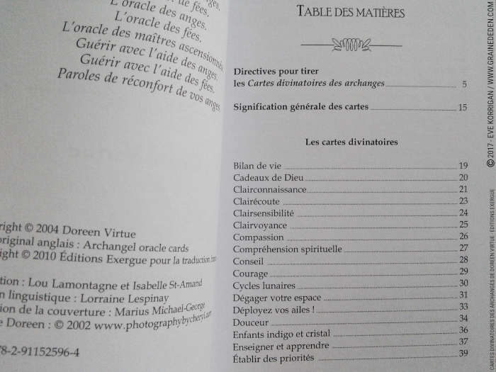 Cartes Divinatoires des Archanges de Doreen Virtue - Graine d'Eden Développement personnel, spiritualité, tarots et oracles divinatoires, Bibliothèques des Oracles, avis, présentation, review , revue