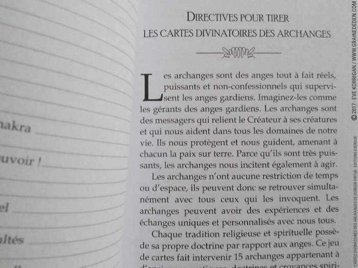 Cartes Divinatoires des Archanges de Doreen Virtue - Graine d'Eden Développement personnel, spiritualité, tarots et oracles divinatoires, Bibliothèques des Oracles, avis, présentation, review , revue