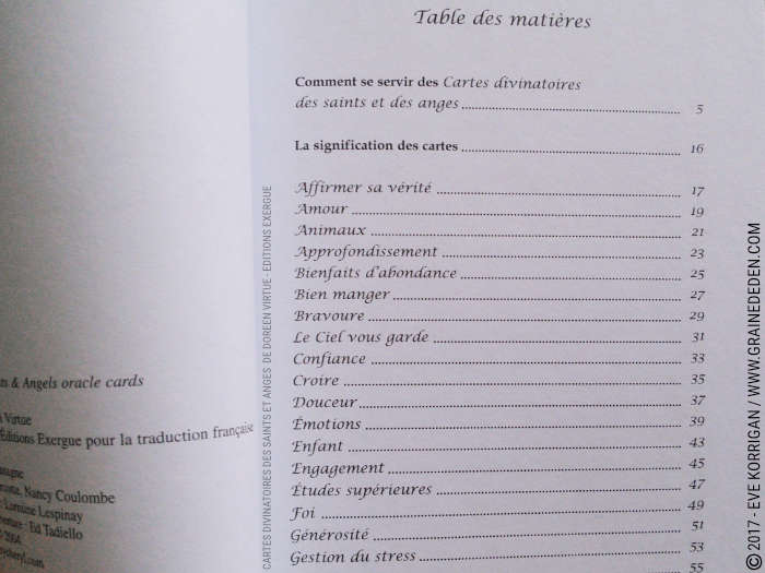 Cartes divinatoires des Saints et Anges de Doreen Virtue - Graine d'Eden Développement personnel, spiritualité, tarots et oracles divinatoires, Bibliothèques des Oracles, avis, présentation, review , revue