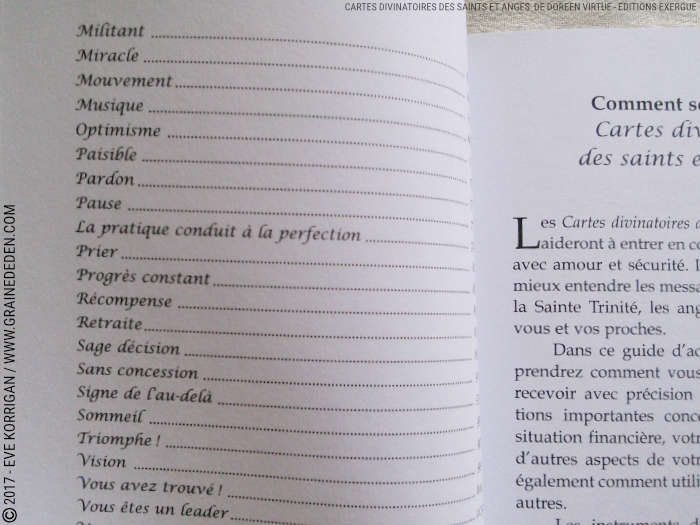 Cartes divinatoires des Saints et Anges de Doreen Virtue - Graine d'Eden Développement personnel, spiritualité, tarots et oracles divinatoires, Bibliothèques des Oracles, avis, présentation, review , revue