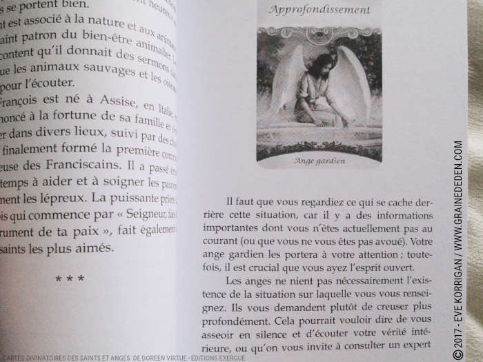 Cartes divinatoires des Saints et Anges de Doreen Virtue - Graine d'Eden Développement personnel, spiritualité, tarots et oracles divinatoires, Bibliothèques des Oracles, avis, présentation, review , revue