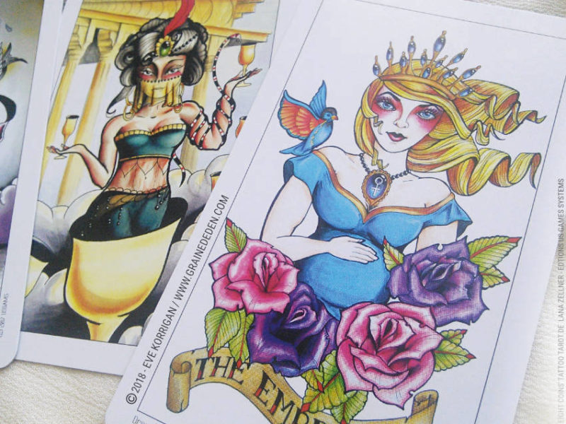 Eight Coins' Tattoo Tarot de Lana Zellner Review - Graine d'Eden Développement personnel, spiritualité, tarots et oracles divinatoires, Bibliothèques des Oracles, avis, présentation, review tarot oracle , revue tarot oracle