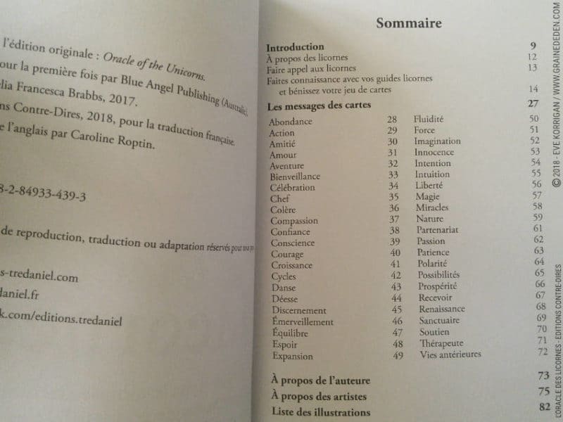 L'Oracle des Licornes de Cordelia Francesca Brabbs - Graine d'Eden Développement personnel, spiritualité, tarots et oracles divinatoires, Bibliothèques des Oracles, avis, présentation, review tarot oracle , revue tarot oracle