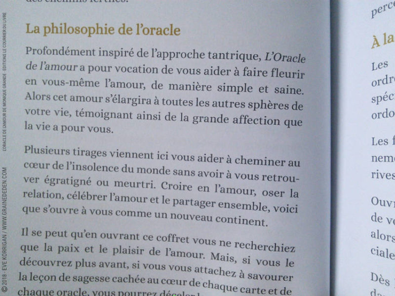 L'Oracle de l'Amour de Monique Grande et Ines Honfi Review - Graine d'Eden Développement personnel, spiritualité, tarots et oracles divinatoires, Bibliothèques des Oracles, avis, présentation, review tarot oracle , revue tarot oracle