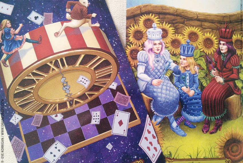 Tarot in Wonderland de Barbara Moore et Eugene Smith review - Graine d'Eden Développement personnel, spiritualité, tarots et oracles divinatoires, Bibliothèques des Oracles, avis, présentation, review tarot oracle , revue tarot oracle