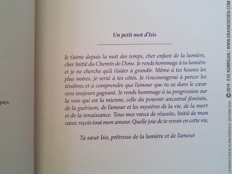 La Magie d'Isis de Alana Fairchild Un livre d'incantations et de prières - Graine d'Eden Développement personnel, spiritualité, tarots et oracles divinatoires, Bibliothèques des Oracles, avis, présentation, review , revue